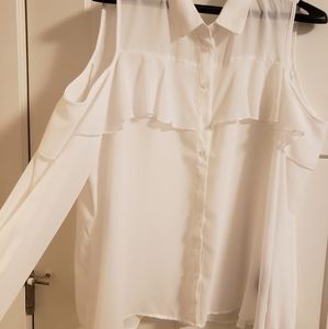 Off white blouse with sexy arm cutouts, EUC